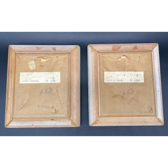 Vintage Wall Hanging Prints Mid Century Art Lovely Ladies Wooden Frames Cottage - Picture 2 of 8